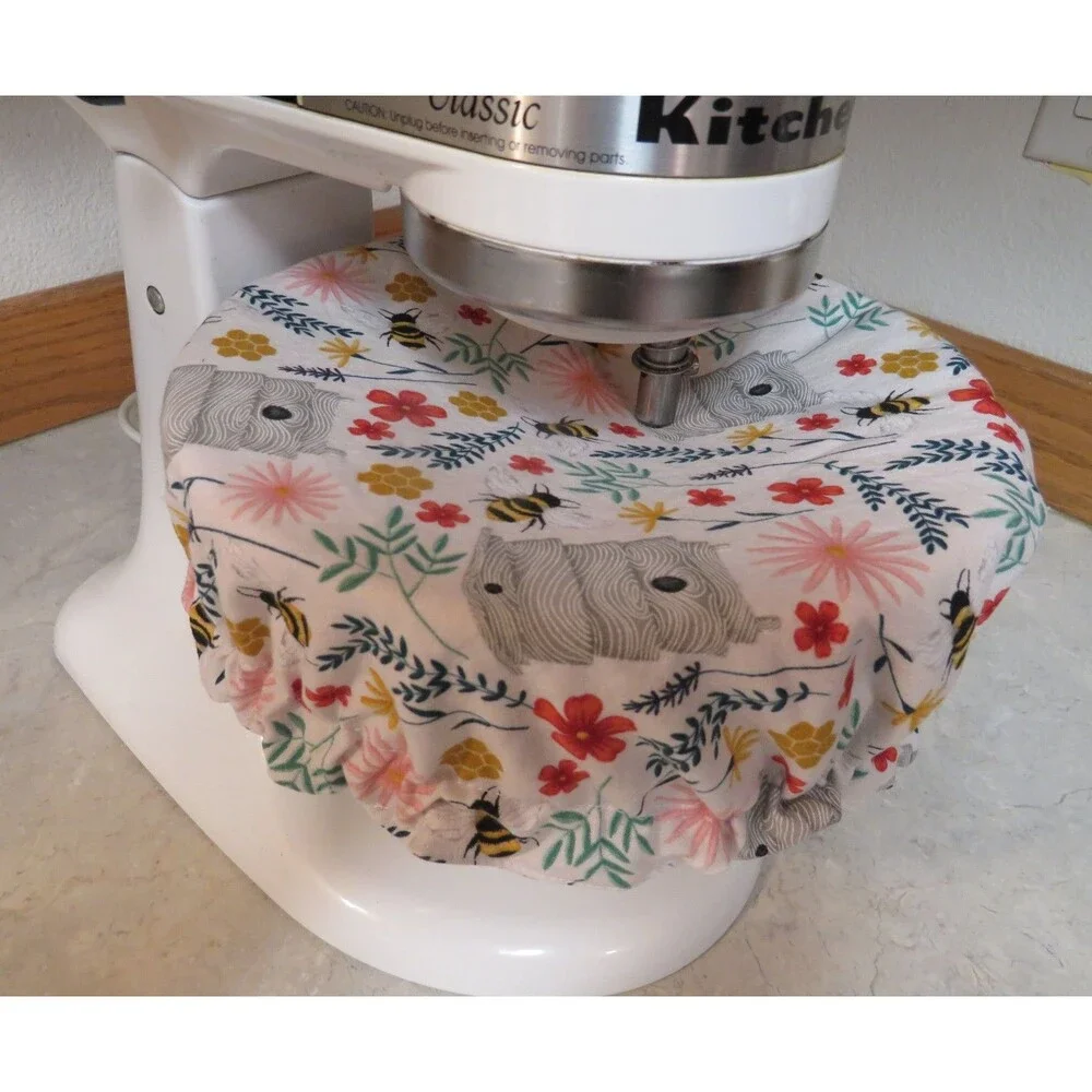 Kitchenaid Mixer Bowl Cover Reversible Bees and Pink Gingham